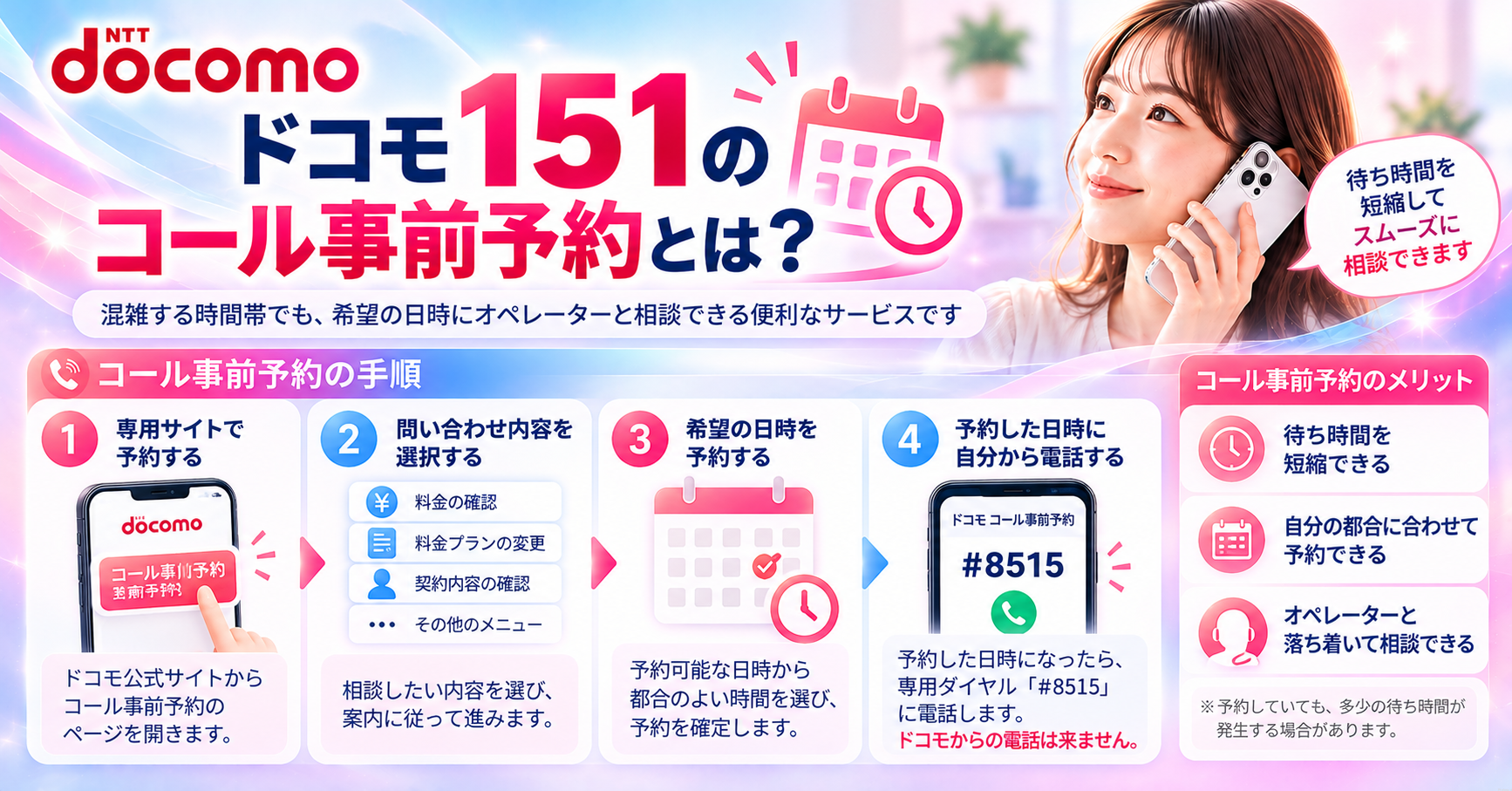 ドコモ151のコール事前予約とは？