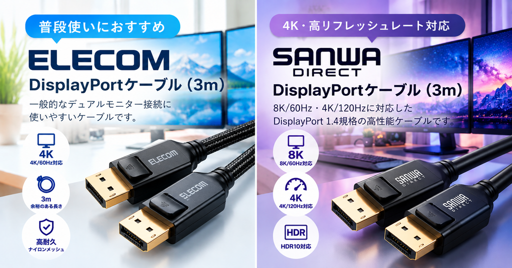DisplayPort（DP）ケーブル