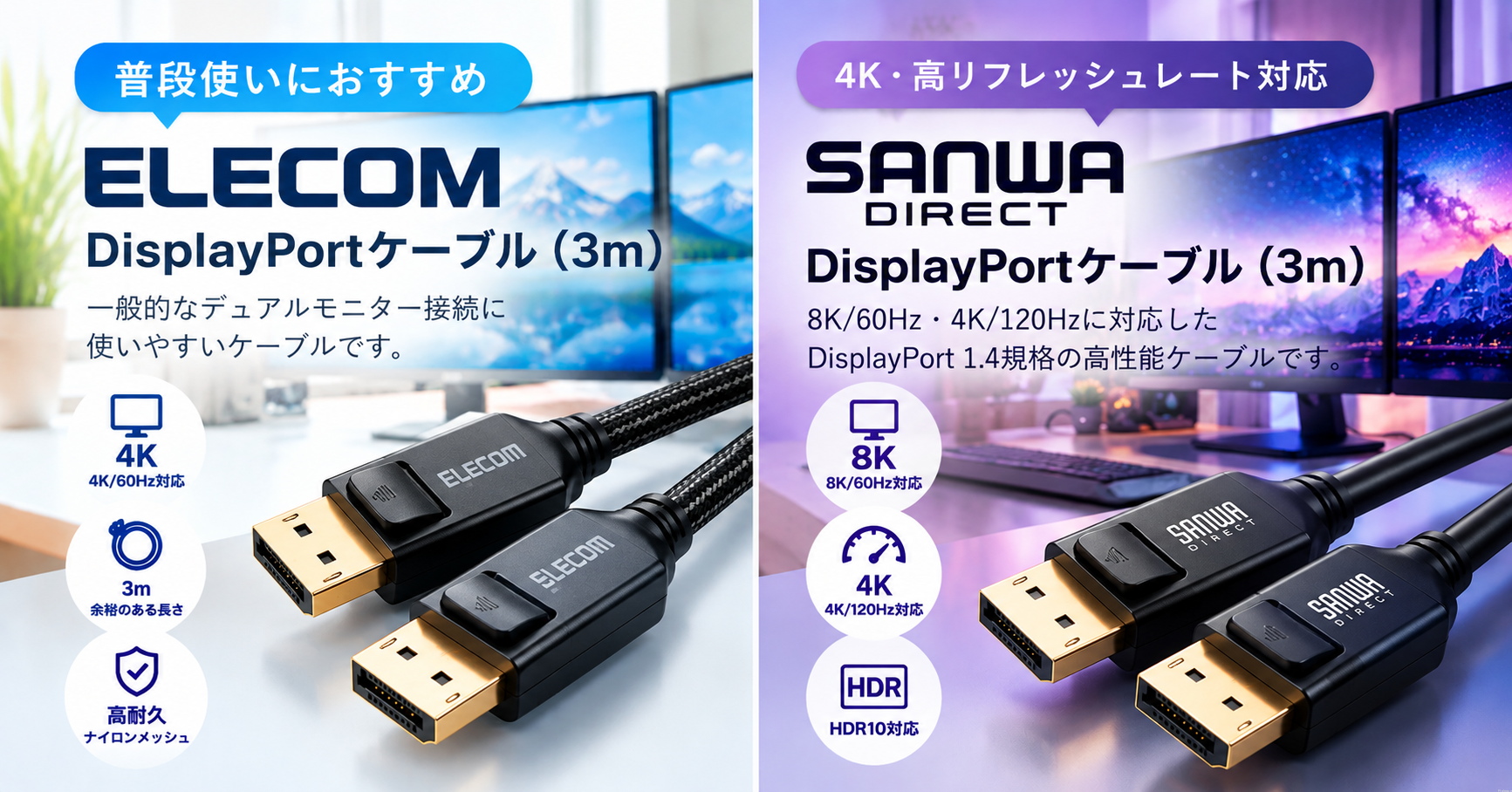 DisplayPort(DP)ケーブル