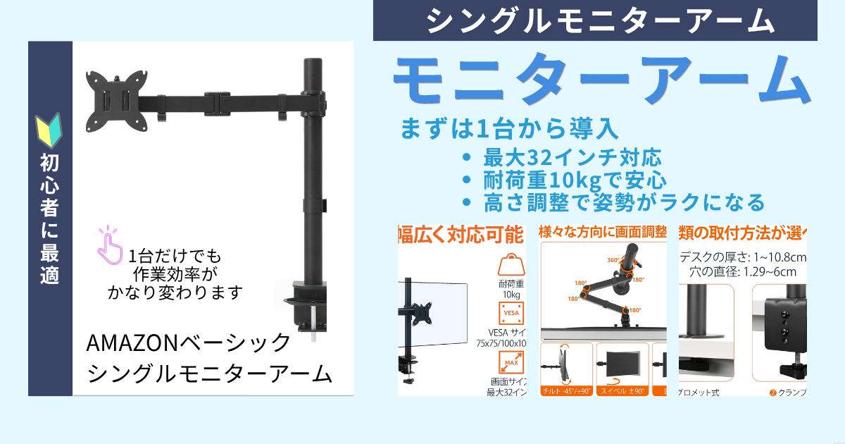 Amazonベーシック シングルモニターアーム