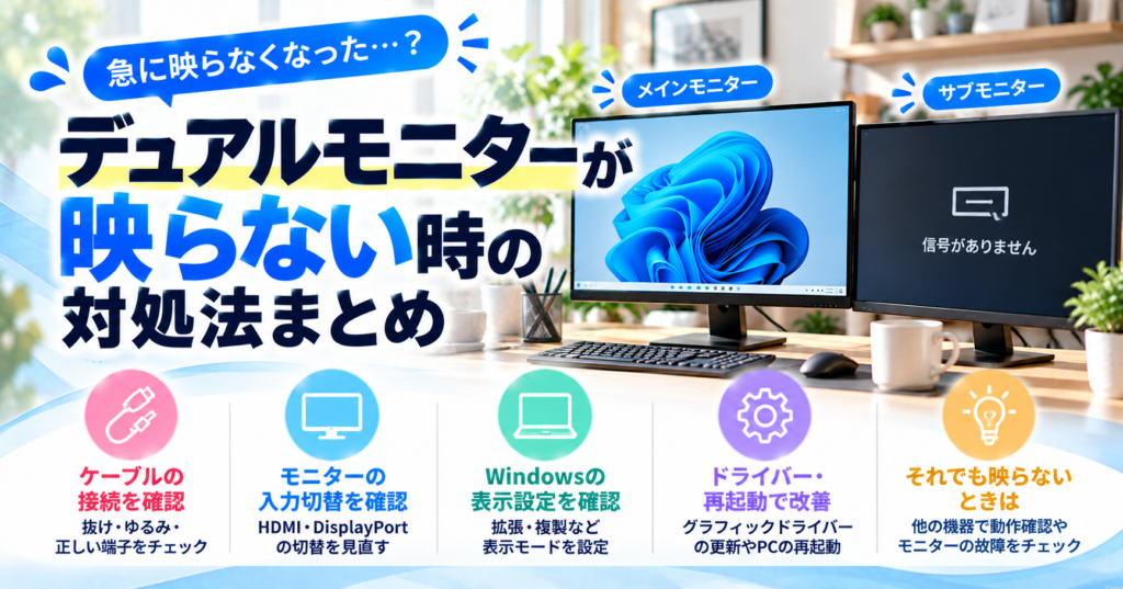 デュアルモニターが映らない時の対処法まとめ