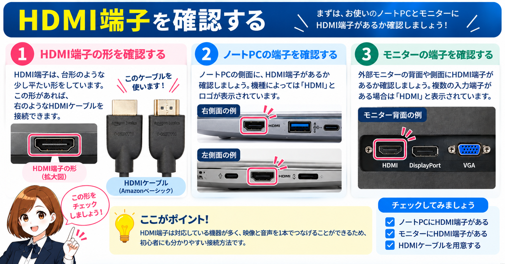 HDMI端子を確認する