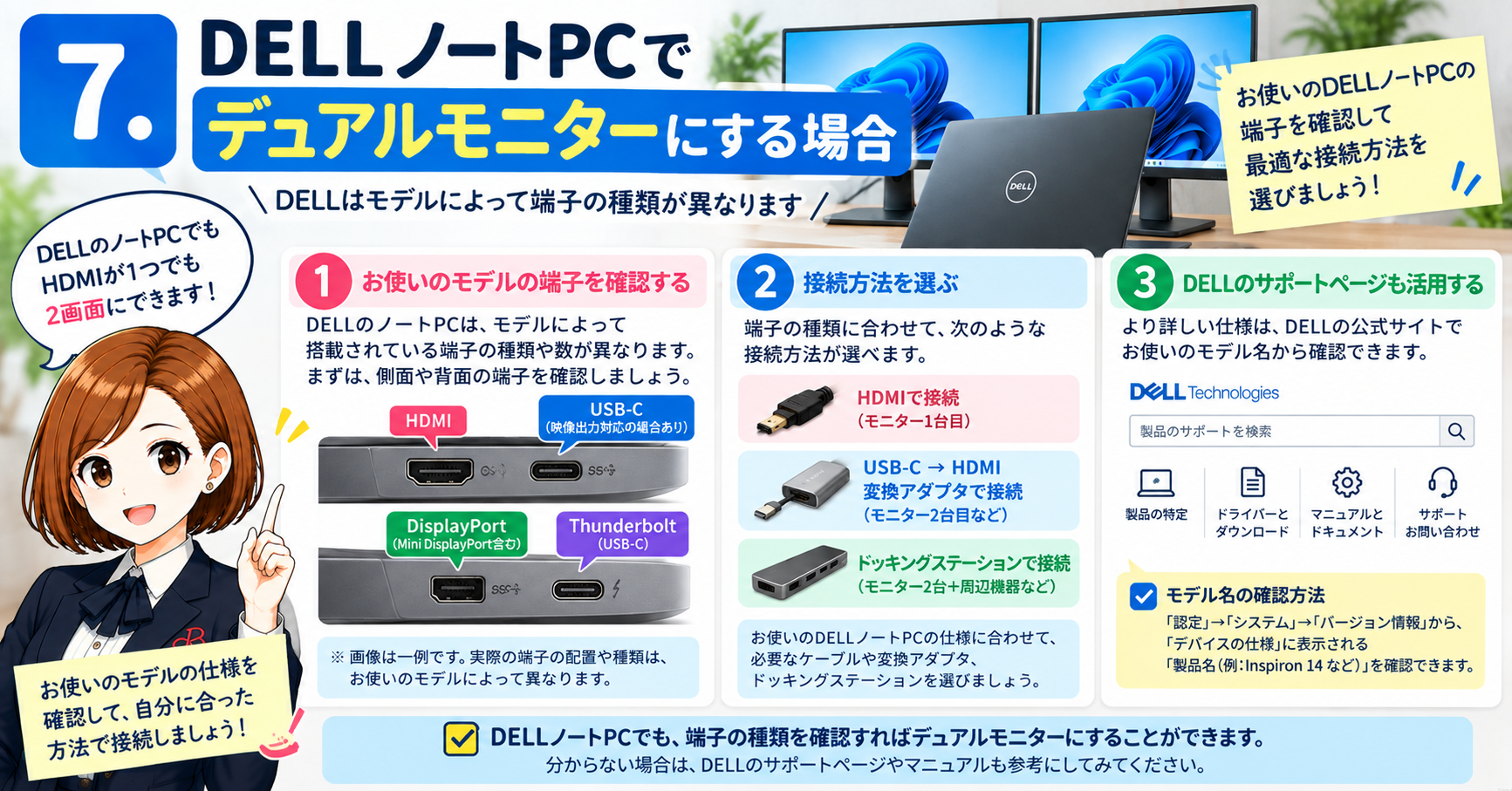 7.DELLノートPCでデュアルモニターにする場合