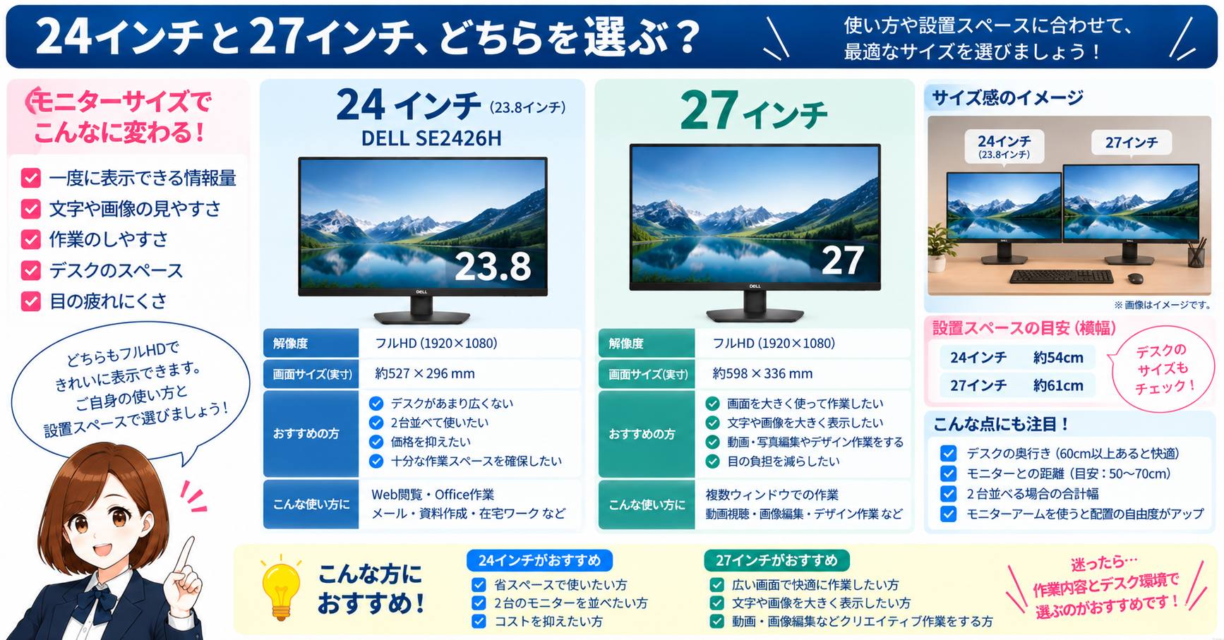 24インチと27インチ、どちらを選ぶ？