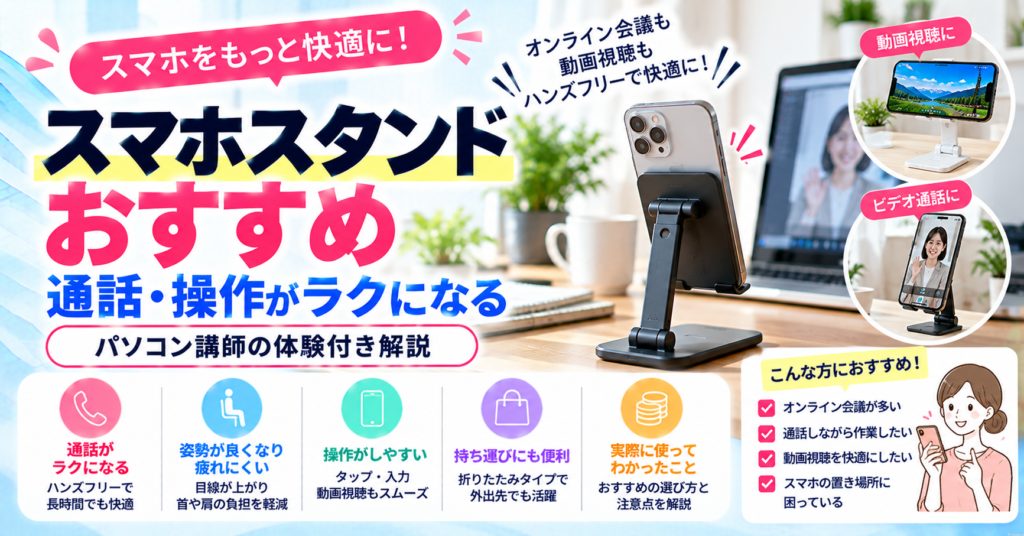 【スマホスタンドおすすめ】通話・操作がラクになる|パソコン講師の体験付き解説
