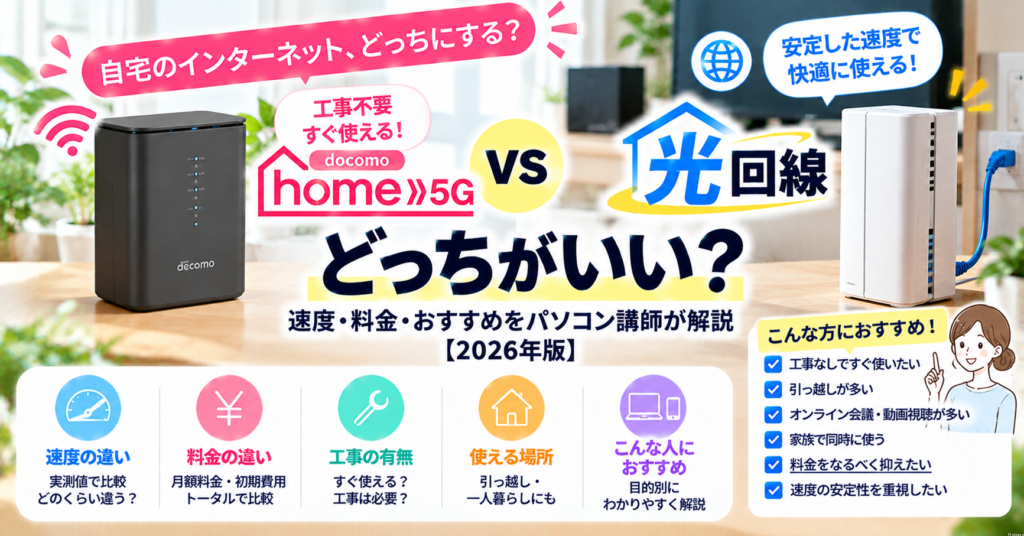 home5Gと光回線どっちがいい？｜速度・料金・おすすめをパソコン講師が解説【2026年版】