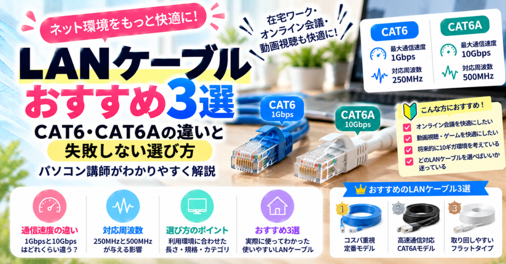 LANケーブルおすすめ3選|CAT6・CAT6Aの違いと失敗しない選び方