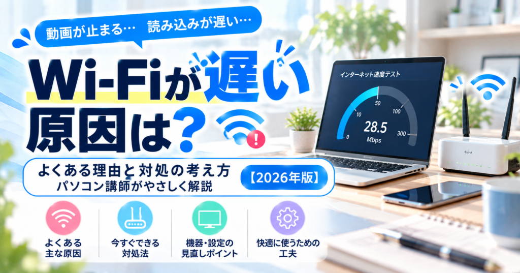 【Wi-Fiが遅い原因は？】よくある理由と対処の考え方｜パソコン講師がやさしく解説