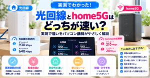 【光回線とhome5Gはどっちが速い？】実測で違いをパソコン講師がやさしく解説