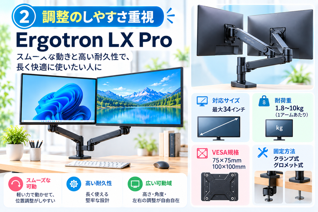 調整のしやすさ重視｜Ergotron LX Pro
