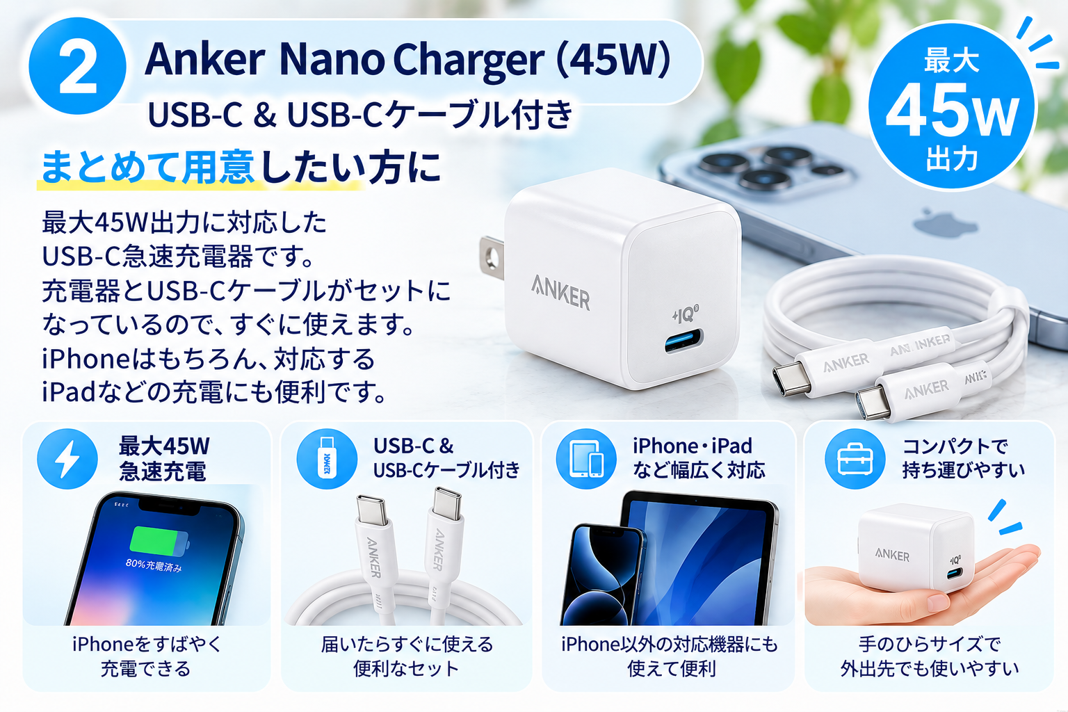 ② Anker Nano Charger（45W）