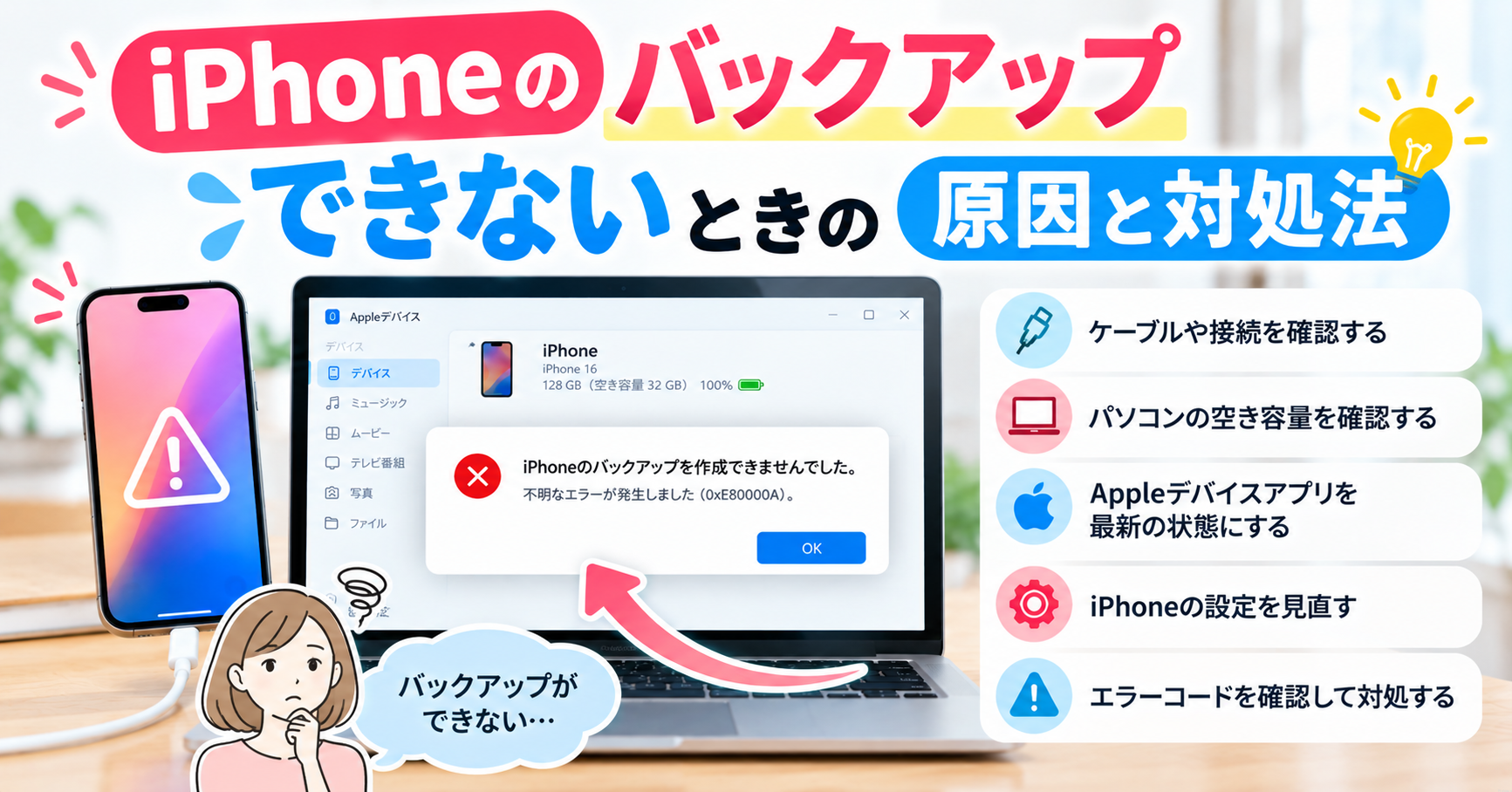 ⑦ iPhoneのバックアップができないときの原因と対処法