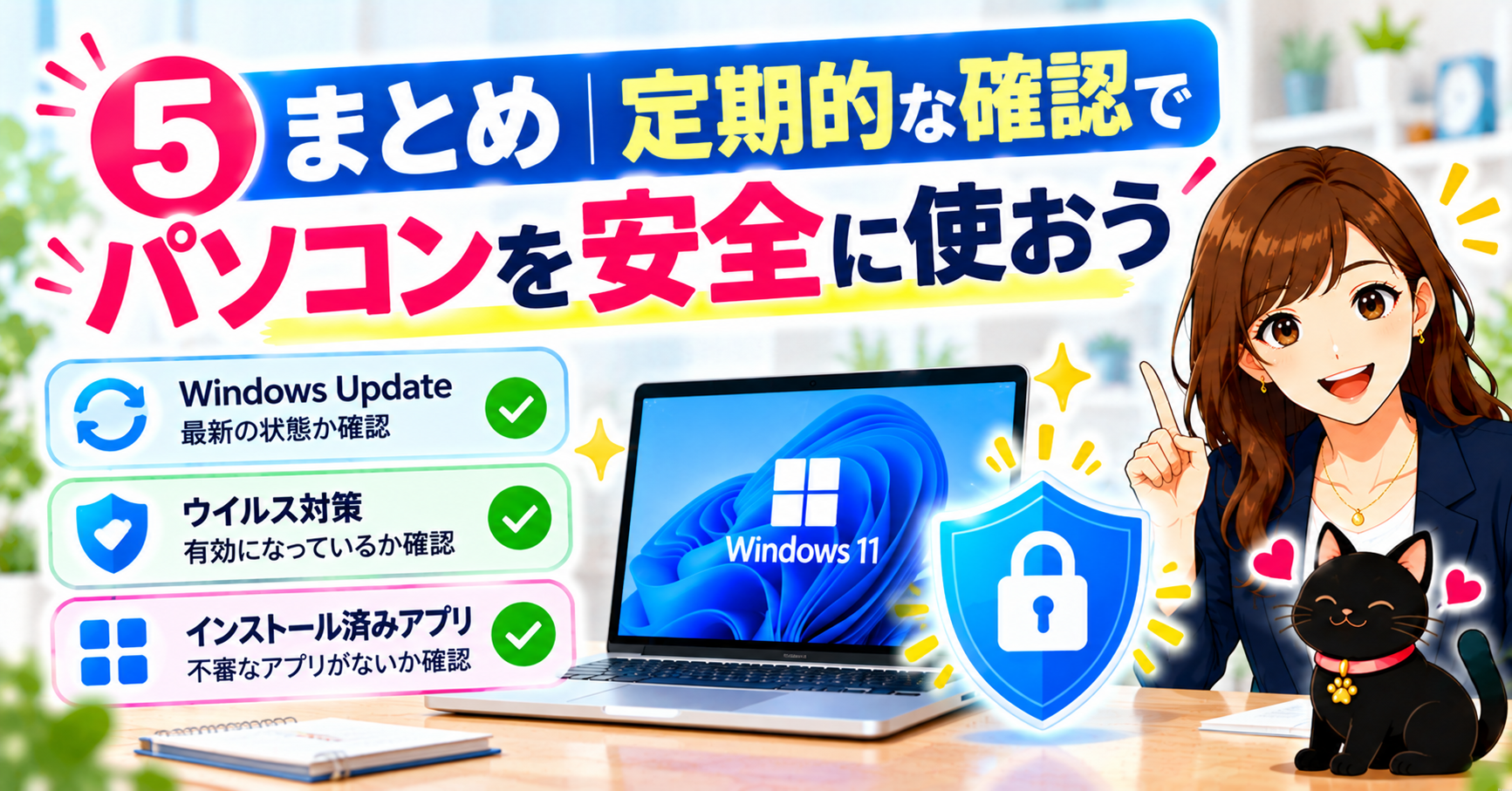 ⑤ まとめ｜定期的な確認でパソコンを安全に使おう