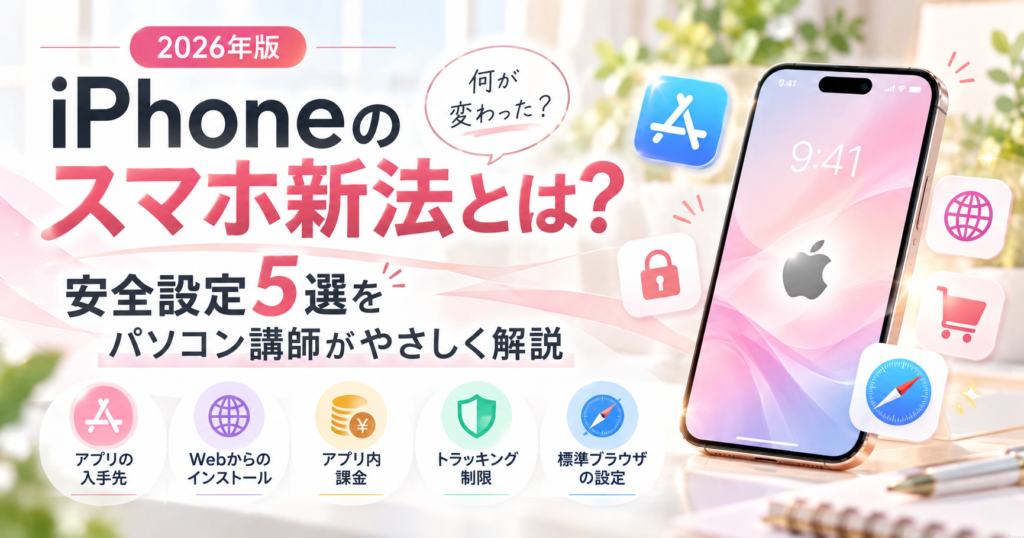 iPhoneのスマホ新法とは?安全設定5選をパソコン講師がやさしく解説【2026年版】